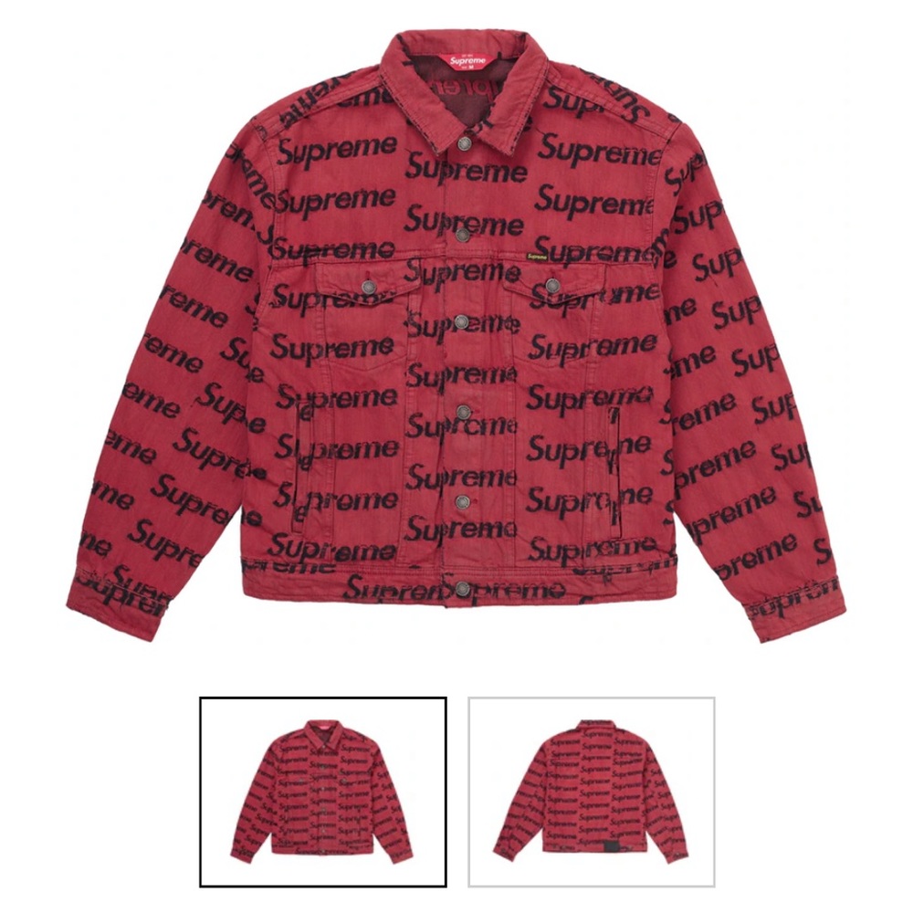 SUPREME SS21 Frayed Logos Denim Trucker Jacket